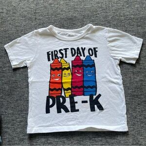 The Children’s Place Kids White 'First Day of Pre-K' Crayon Shirt size 3T school